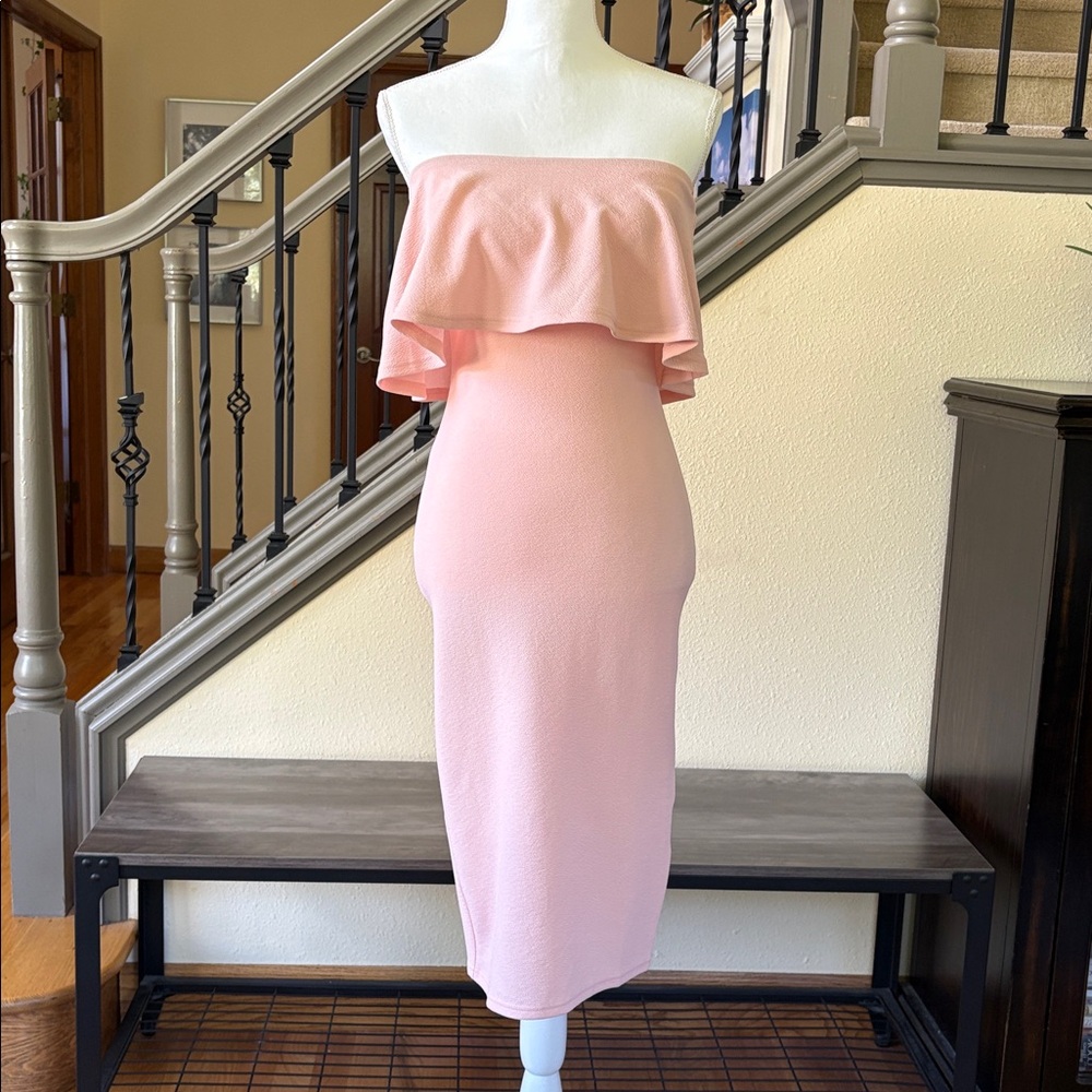 SHEIN Pink Strapless Bodycon Midi Dress Size Small